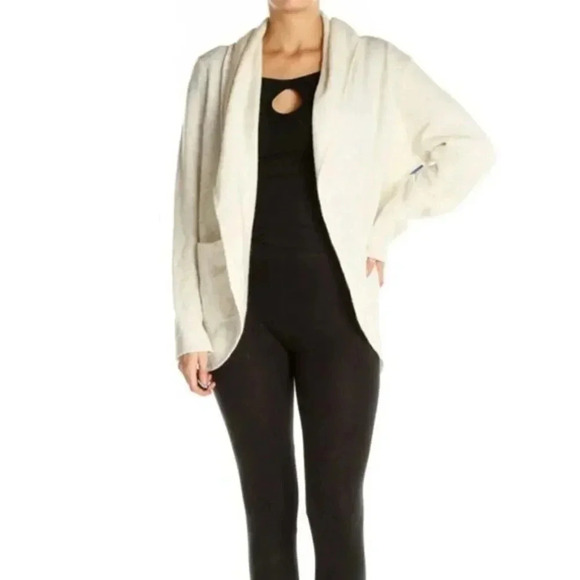 LOFT FLEECE OATMEAL BEIGE CARDIGAN WITH POCKETS SIZE S NEUTRAL EARTH TONES  - Picture 2 of 11